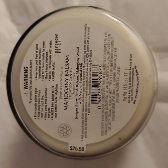 NWT Bath & Body Works Mahogany Balsam Scented 3 Wick Candle - Picture 4 of 6